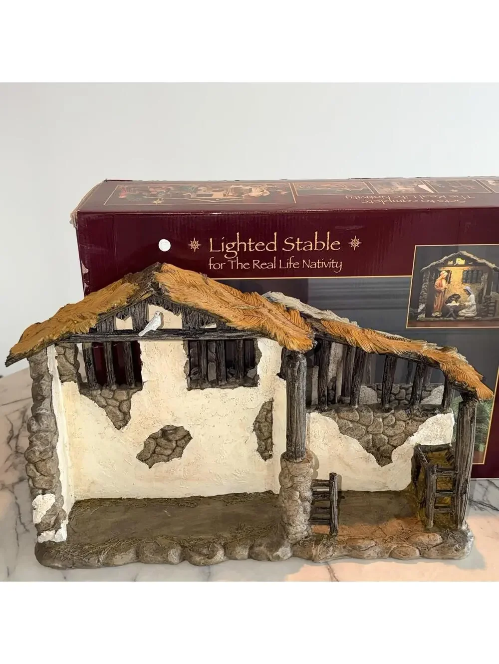 The Real Life Nativity Lighted Stable NEW Three Kings Gifts NIB CHRISTMAS Manger